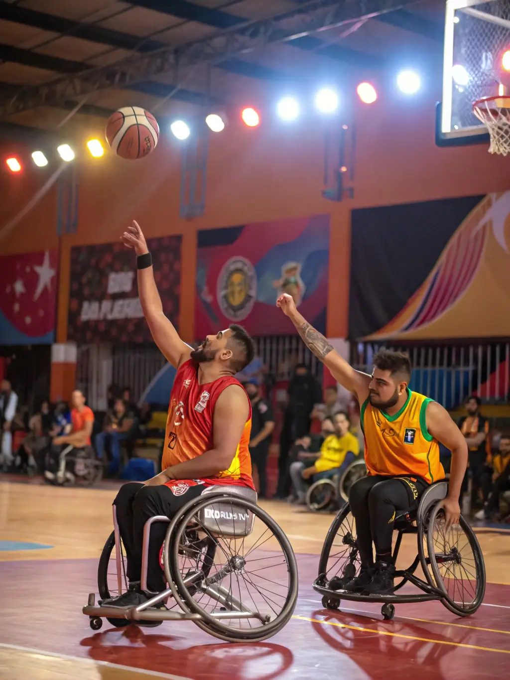 Image of a para hockey team in action, showcasing the inclusivity and adaptability of the sport, with athletes using sleds and specialized equipment.