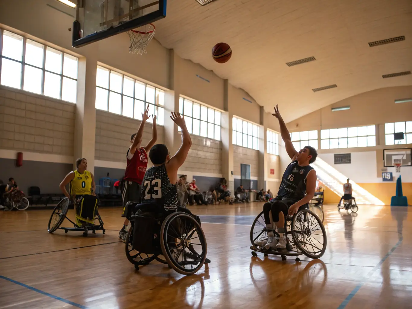 A photo of para hockey players in action, demonstrating the inclusivity and adaptability of the sport.